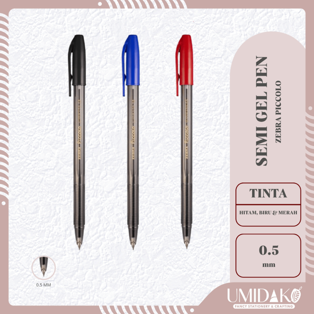 

[UMIDAKO] ZEBRA PICCOLO 0.5 MM SEMI GEL PEN | BOLPEN ZEBRA PICCOLO HITAM BIRU MERAH