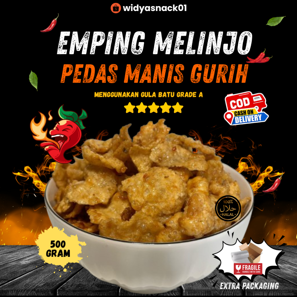 

lontong12 Emping Melinjo Pedas Manis Asin 500gr - Melinjo Premium Asli Lebar, Pakai Gula Batu