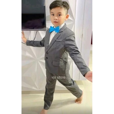 Setelan Jas Anak Laki-Laki List Putih ( jas + celana )