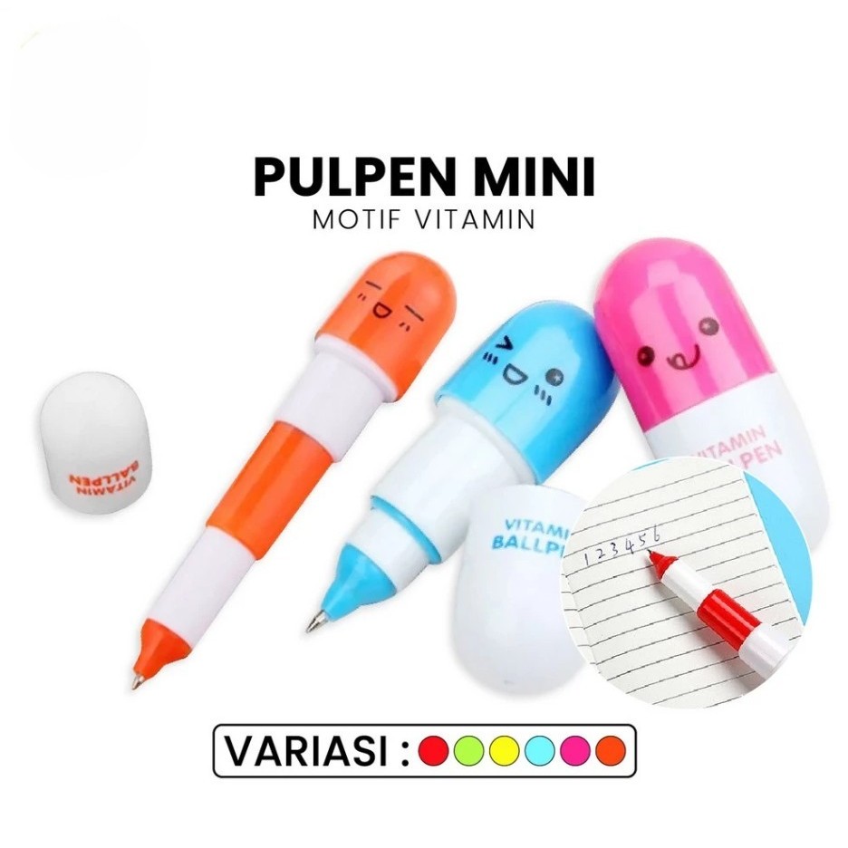 

Pulpen Emoticon Vitamin Lucu Kapsul Mini Unik Souvenir Murah