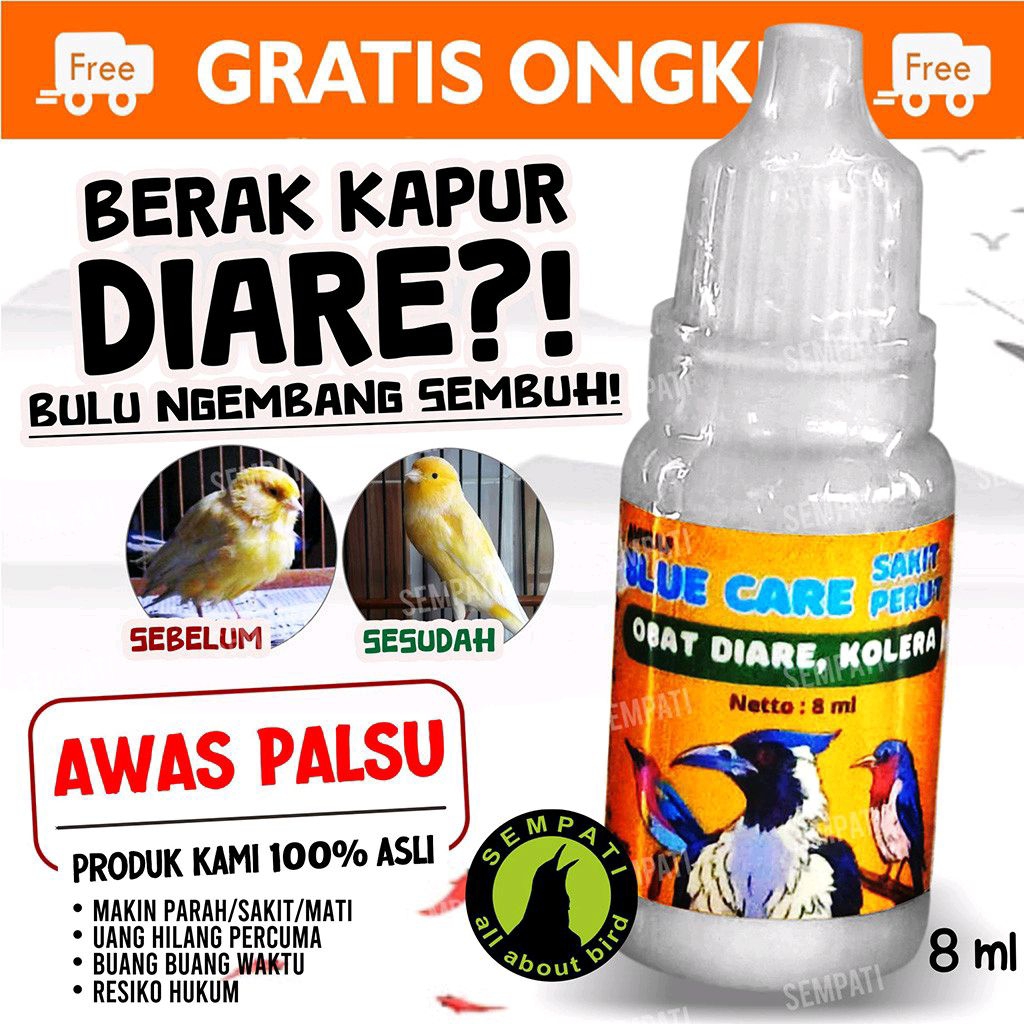 Blue Care Obat Burung Sakit Perut Diare Kolera Obat Burung Murai Kacer Kenari Cucak Ijo Pleci Ganggu
