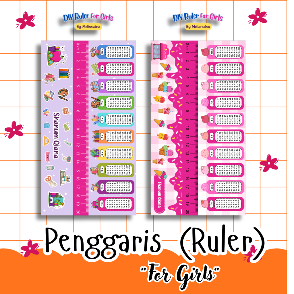 

meliarsdna.craft | Penggaris Custom Nama Tema Girls 20cm | Lucu, Cantik & Bisa Request Design