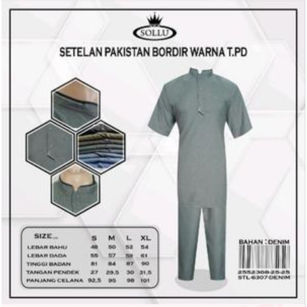Setelan Koko Pakistan/Kurta SOLLU Dewasa Lengan Pendek 6307