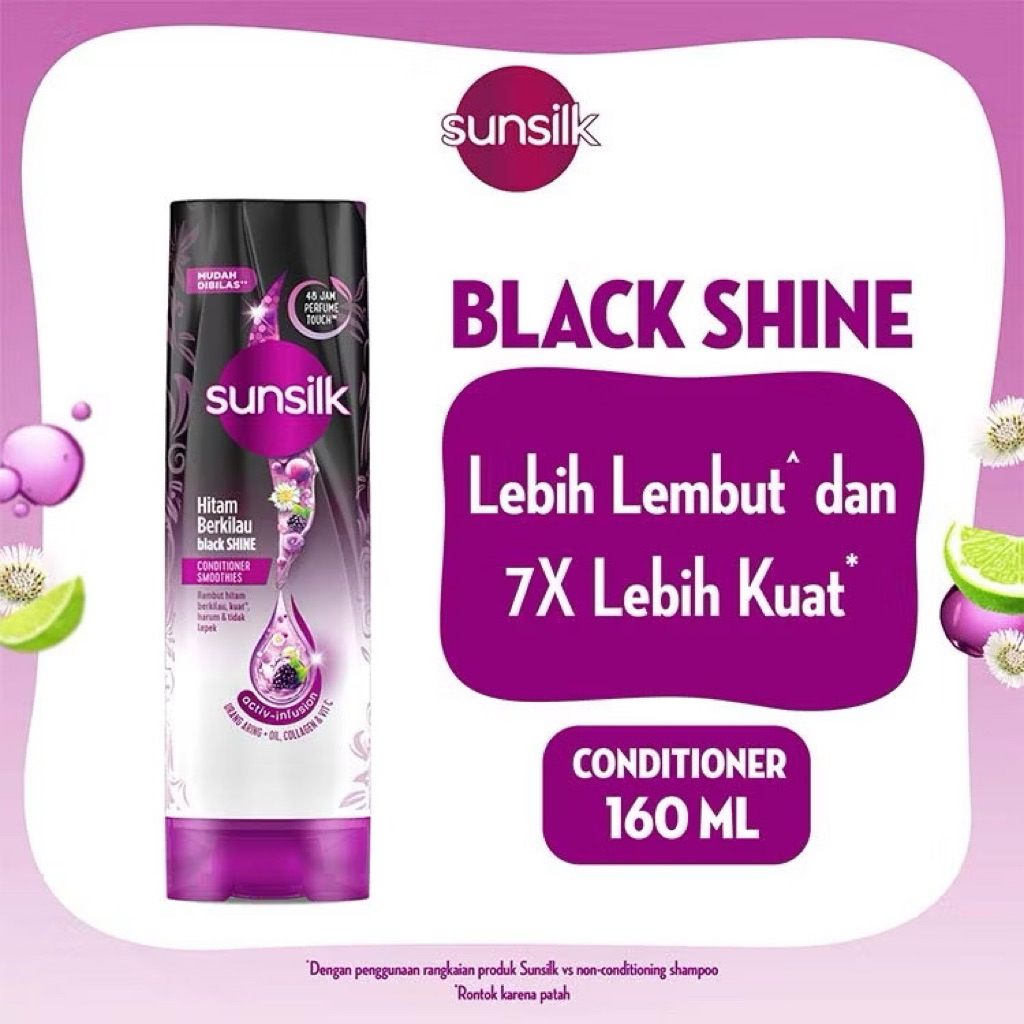 SUNSILK Conditioner Smoothies rambut hitam berkilau | Black Shine Actif-Infusion