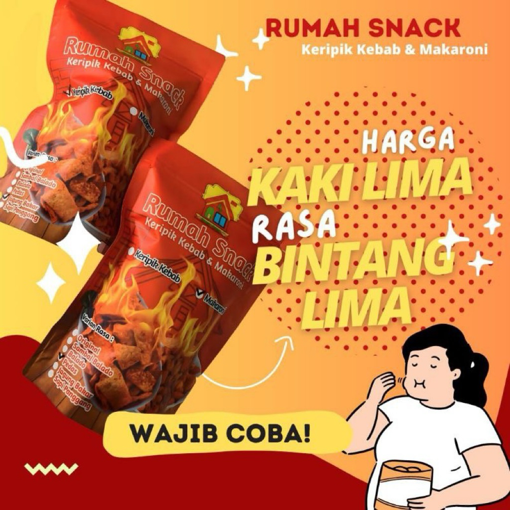 

BERHADIAH Rumah Snack Keripik kebab / Makaroni Bantet bukan keripik pangsit rasa pedas manis jagung bakar balado sambal balado sapi panggang jagung bakar berat 110Gr - 120Gr
