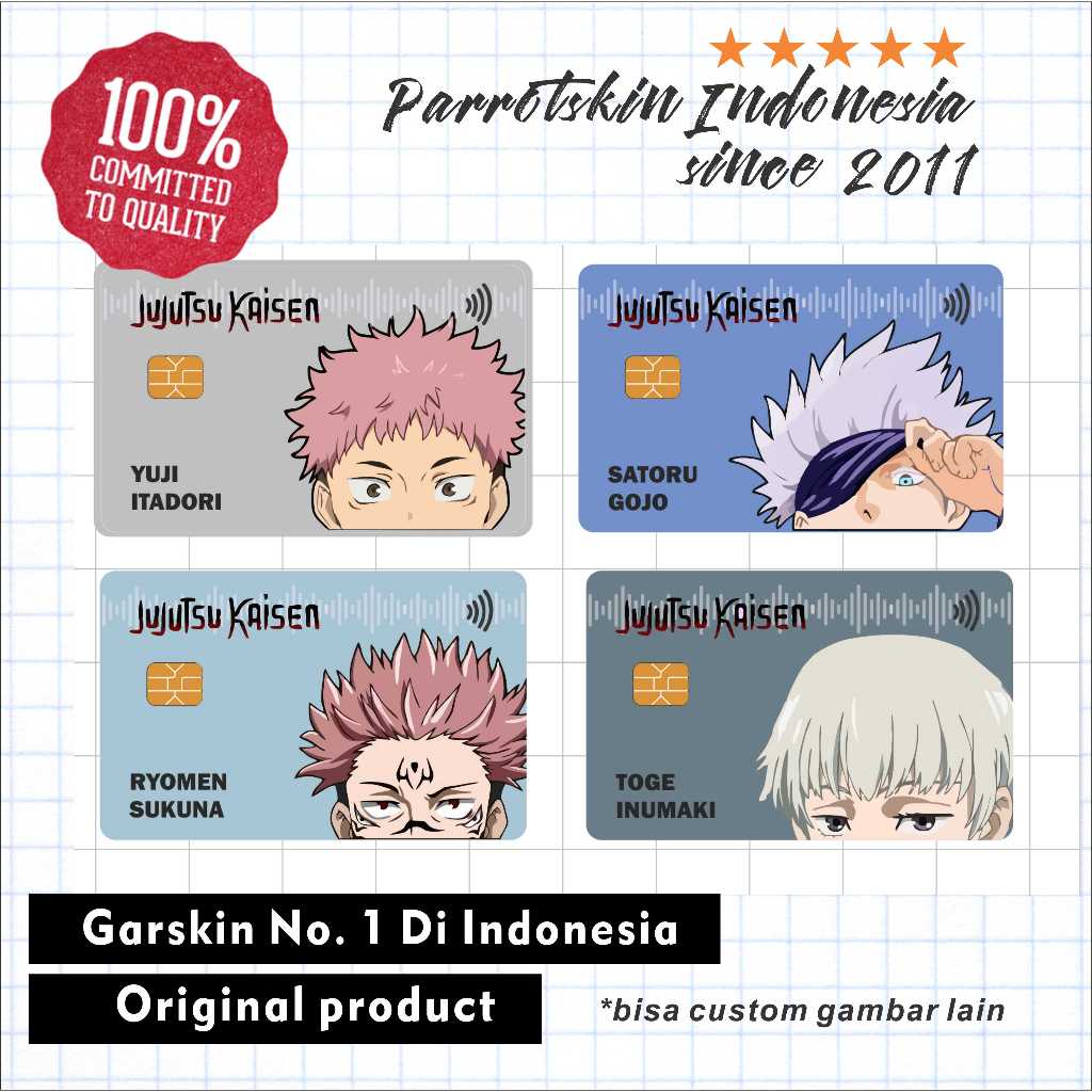 

STIKER ATM JUJUTSU KAISEN GARSKIN / SKIN KARTU ATM / DEBIT / EMONEY / FLAZZ / BRIZZI TAPCASH / JAKLINGKO