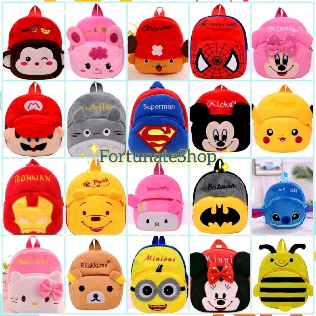 Paket Murah (Paket Usaha) 20Pcs Tas ransel anak / Tas sekolah / Tas karakter / Tas anak lucu Karakte