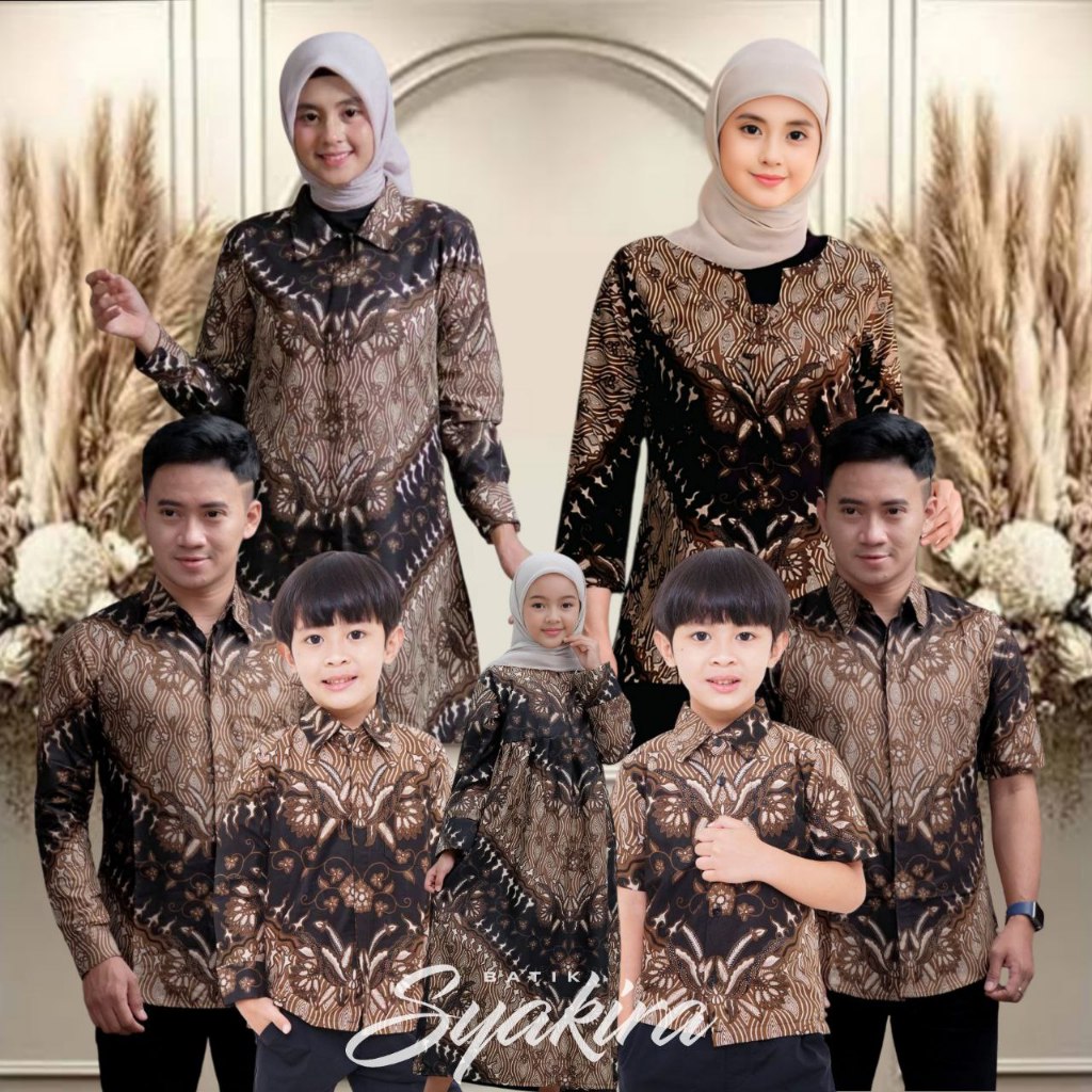 Kemeja Batik Anak Laki-Laki Lengan Panjang Couple Batik Ayah dan Anak Laki Laki Motif keris coklat