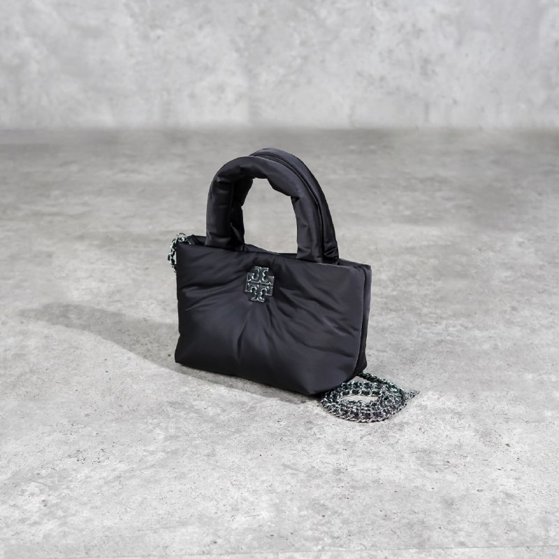 Tas TB BRITTEN PUFFED BLACK MINI TOTE BAG WITH CHAIN STRAP 100% ORIGINAL