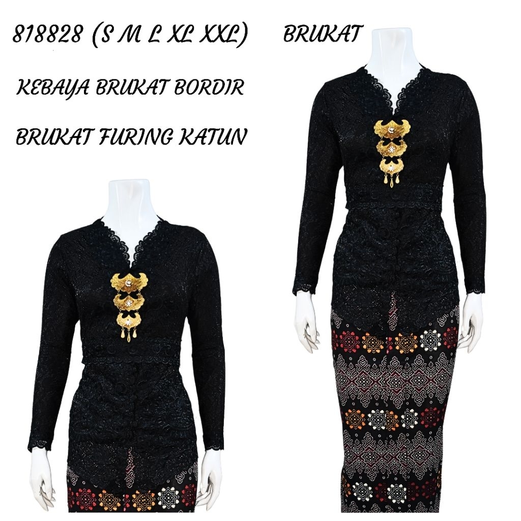 Indah KEBAYA BRUKAT BORDIR ENCIM MODERN LENGAN PANJANG Furing Katun KEBAYA WISUDA KEBAYA KATUN KEBAY