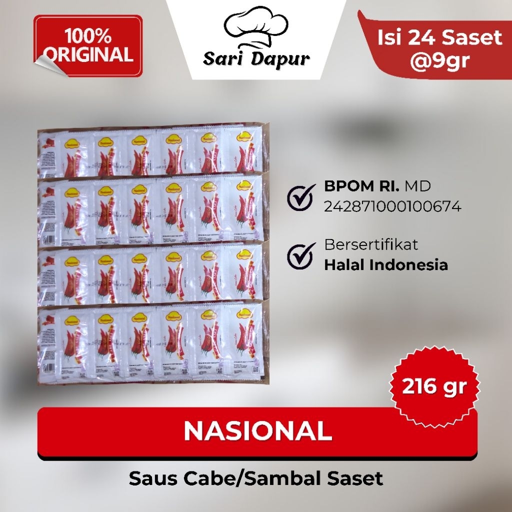 

NASIONAL Saus Cabe/Sambal Saset 216gr (24 Saset x 9gr)