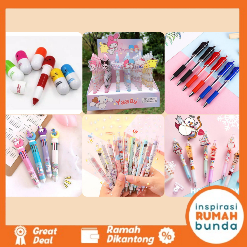 

Pulpen Aesthetic Bolpoin Pena Gel Cetek Lucu Pelajar Kantor Mekanik Motif Cartoon Lucu Bentuk Karakter Pulpen