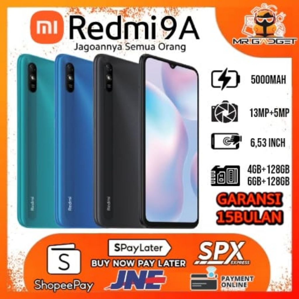 [READY STOK] HP XIOMI REDMI 9A Ram 6+128GB Camera 13 MP + Display 6,53inches + Battery 5000mAh  GARA