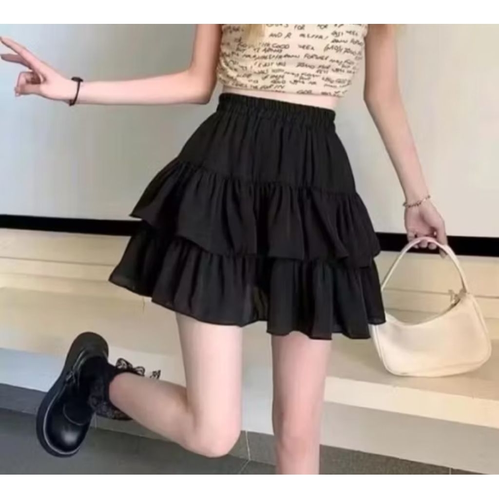 Rok POLLY Mini Skirt Susun Pendek / Rok Wanita Pendek