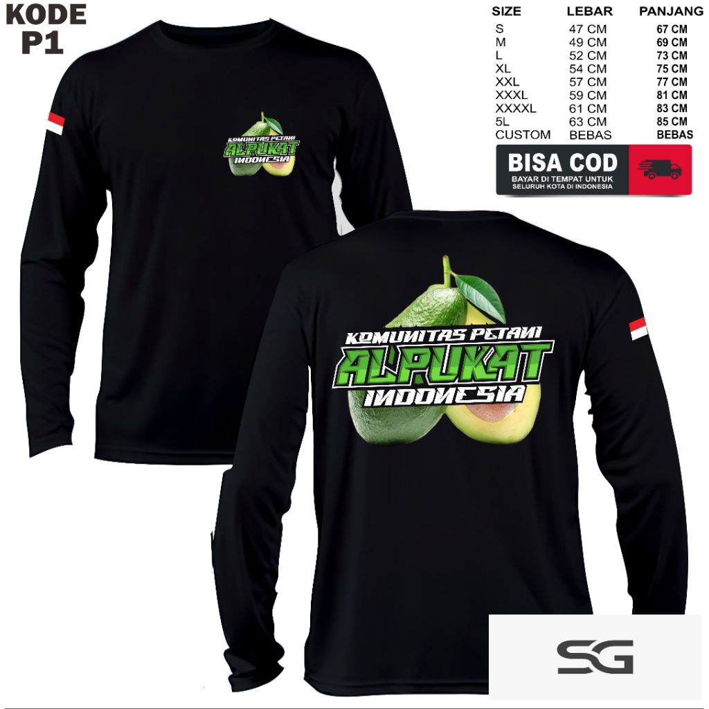 BAHAN BERKUALITAS KAOS PETANI ALPUKAT INDONESIA BAJU KOMUNITAS PETANI ALPUKAT PRIA WANITA