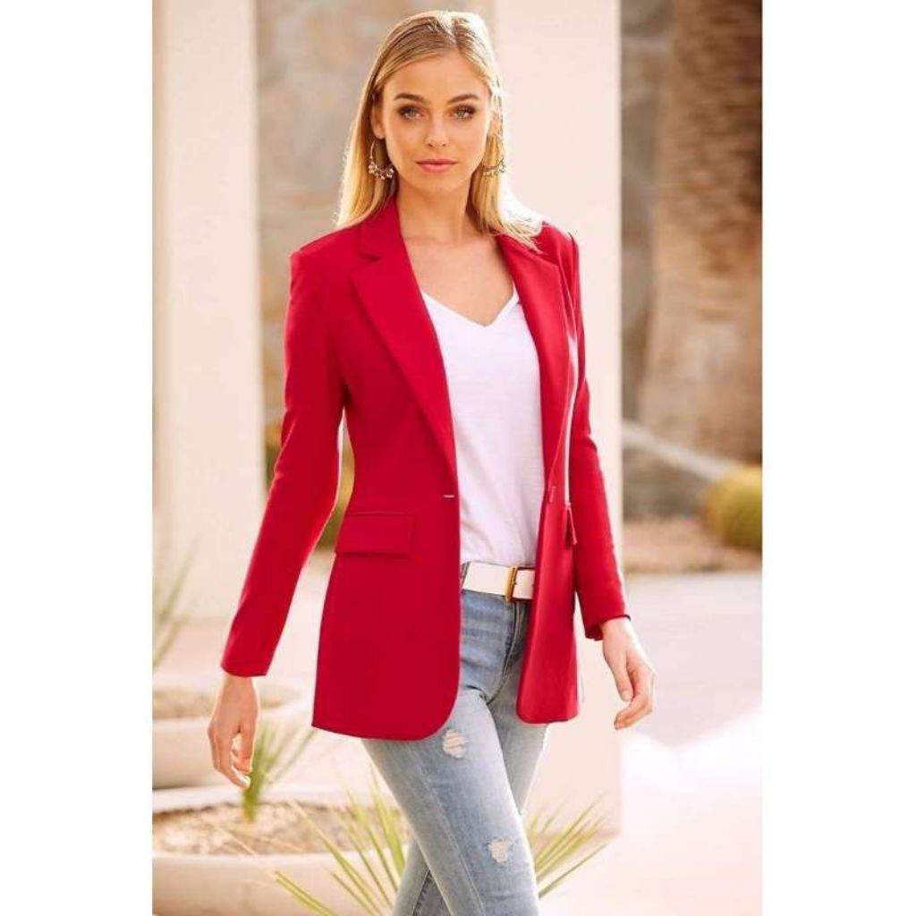 Blazer merah formal wanita/jas wanita kantor/Blazer kekinian