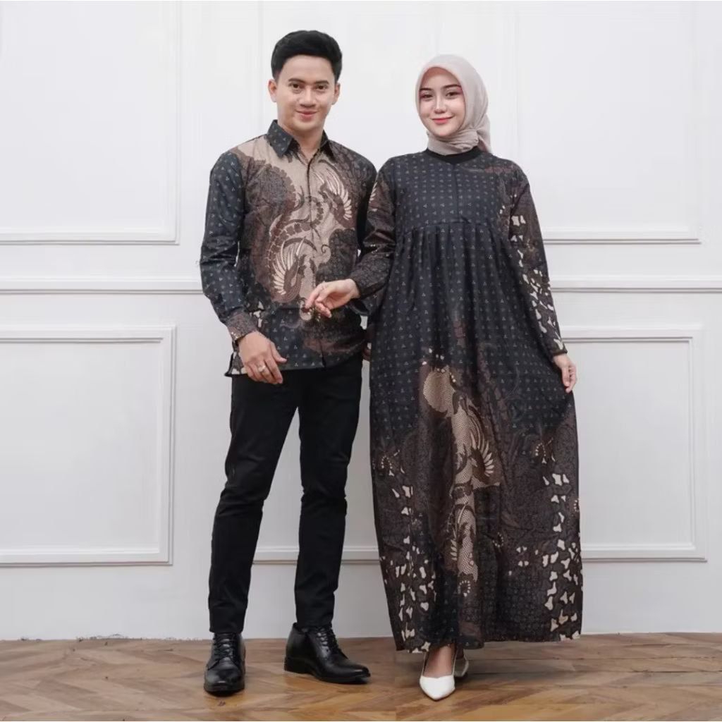 (TERLARIS) Baju Batik Couple Murah || Baju Couple Batik Kemeja Gamis Bahan Katun Polly