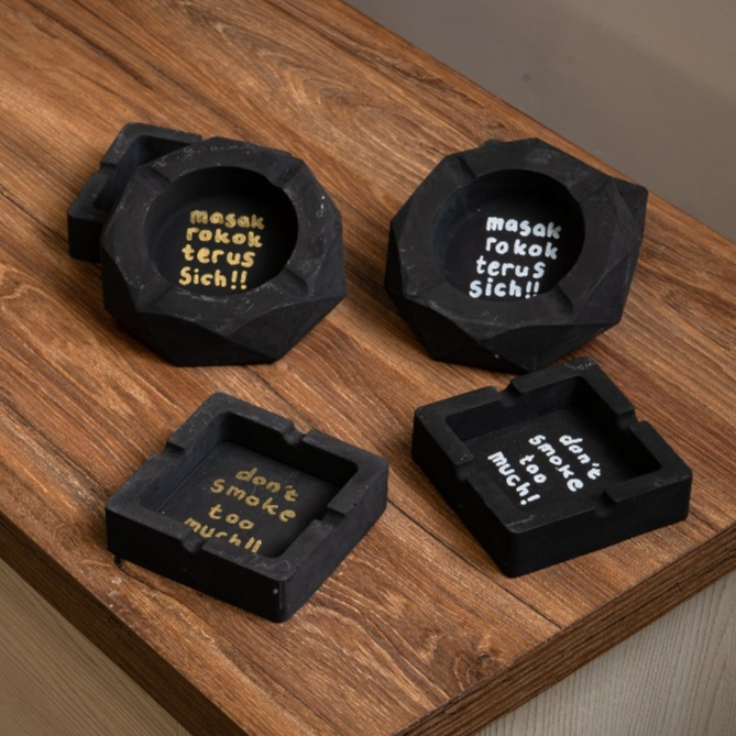 CUSTOM ASBAK AESTHETIC | GIFT ASBAK TULIS NAMA KATA-KATA | GIFT ASHTRAY | ASBAK HITAM
