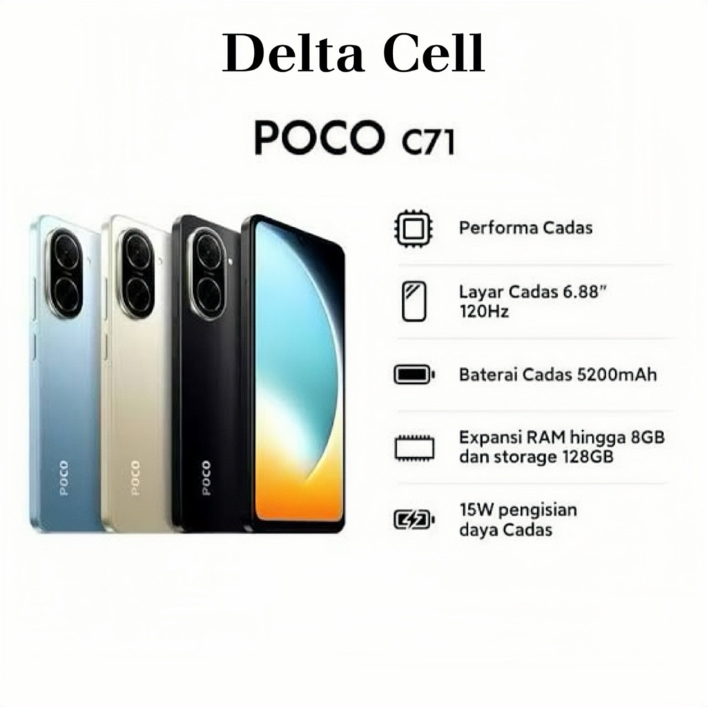 HP Poco C71 ram 4/128, garansi resmi