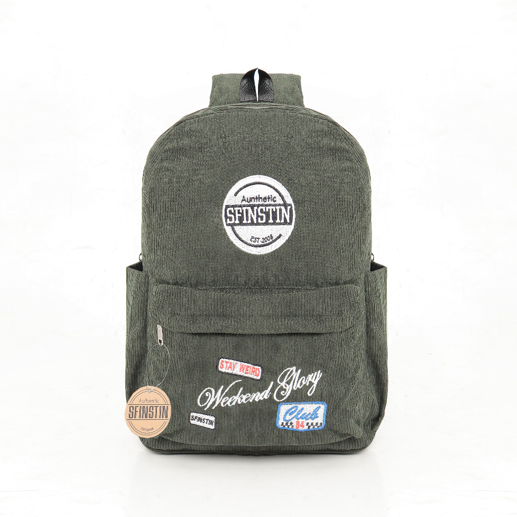 (SFINSTIN) Tas ransel Bordir Unisex Corduroy Club - Ransel Laptop Pria wanita unisex - Ransel pria