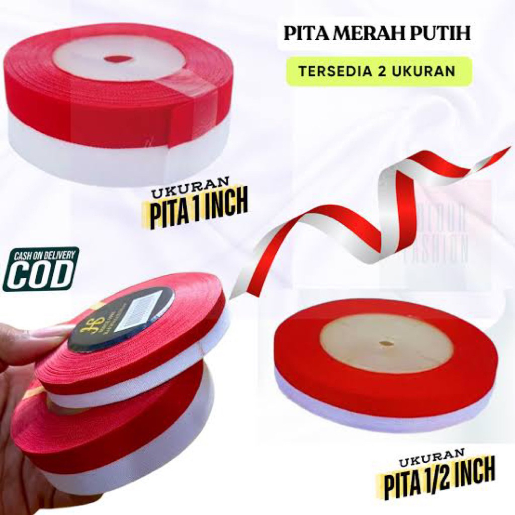 

Pita kain merah putih satuan/roll
