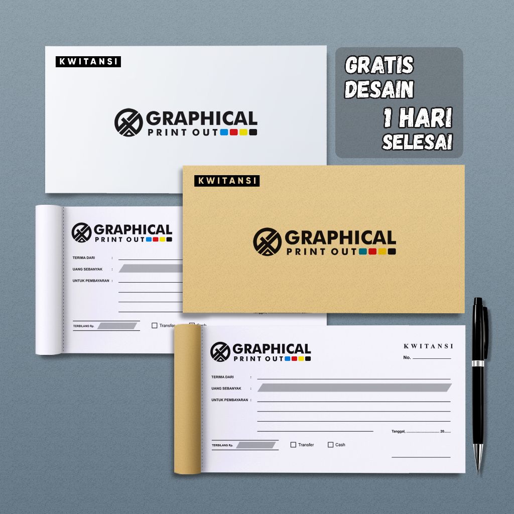 

Cetak Satuan Kwitansi Nota Custom Ukuran 1/3 Folio 1ply 2ply 3ply