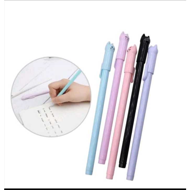 

AVRETTA A14 Pulpen Gel Karakter Kartun Kucing Unik Pena Lucu Bolpen Motif Warna Hitam Biru Ungu