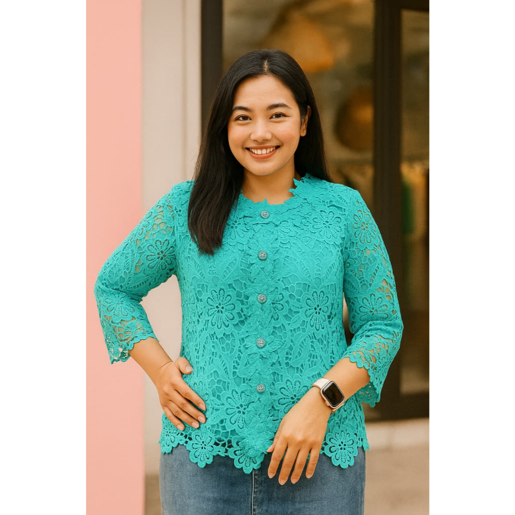 D 585878 atasan wanita brukat  / blouse brokat terbaru / blus jumbo ibu