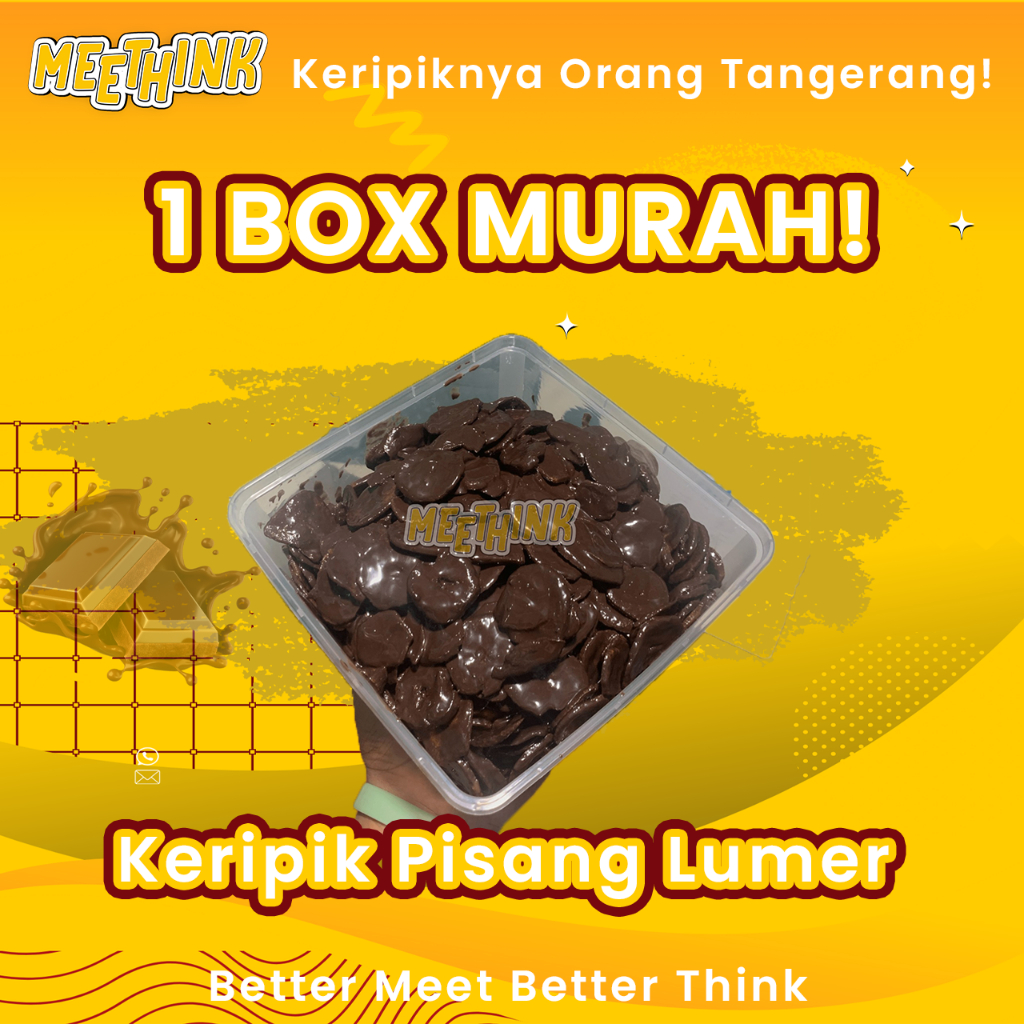 

1 BOX MURAH! Keripik Pisang Cokelat Lumer MEETHINK CHIPS Bebas Pilih Cokelat, Matcha, Strawberry