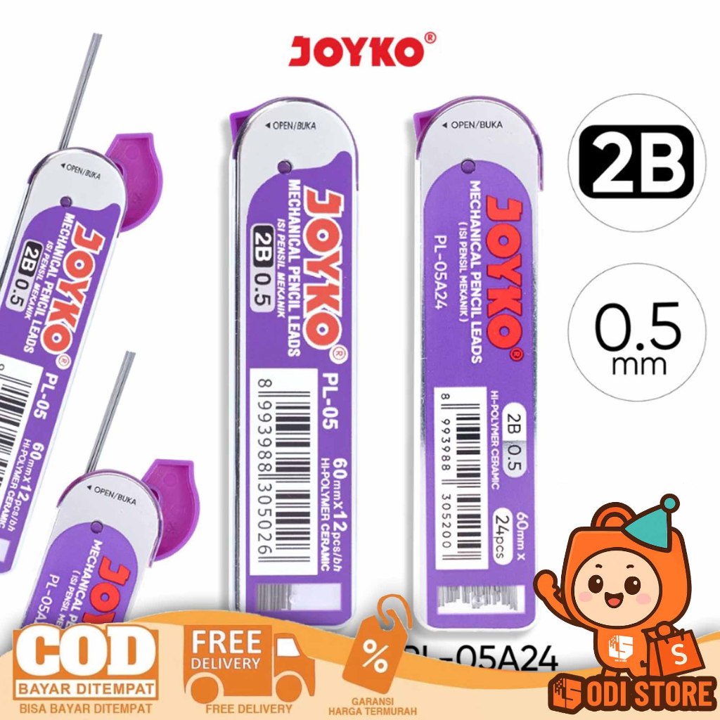

JOYKO Pencil Lead Isi Pensil Mekanik PL-05 2B 0.5 mm isi 12 dan 24