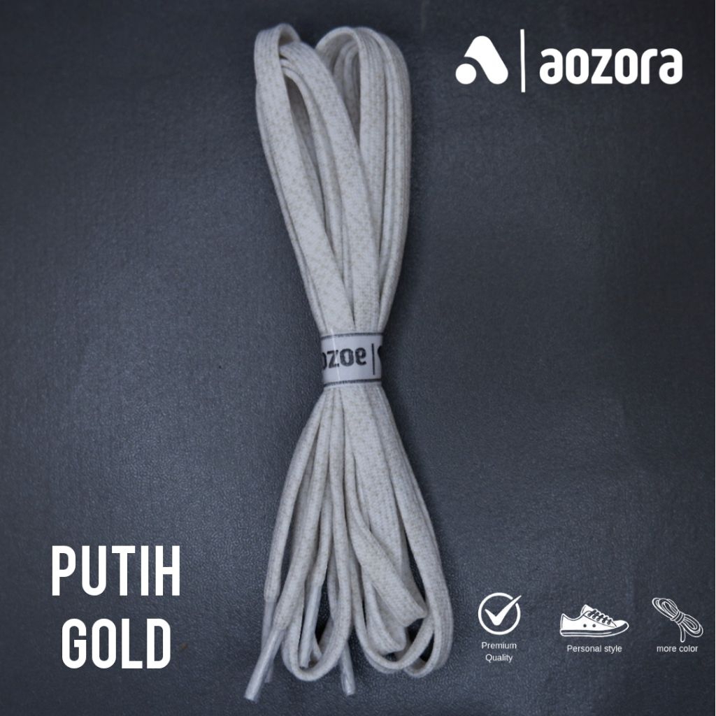 tali sepatu pipih 6mm tali sepatu casual tali sepatu bola futsal motif putih gold