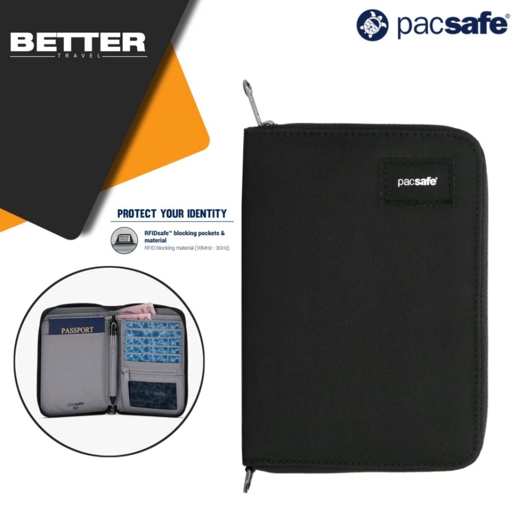 Dompet passport anti theft RFID blocking protection identity PACSAFE wallet travel organizer origina