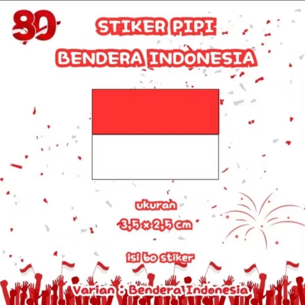 

(60 Pcs) Sticker / Sticker Pipi Bendera Indonesia Hut RI 17 Agustus