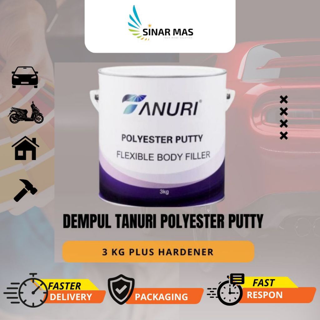 Dempul Tanuri 3kg plus Hardener Dempul Mobil/Motor
