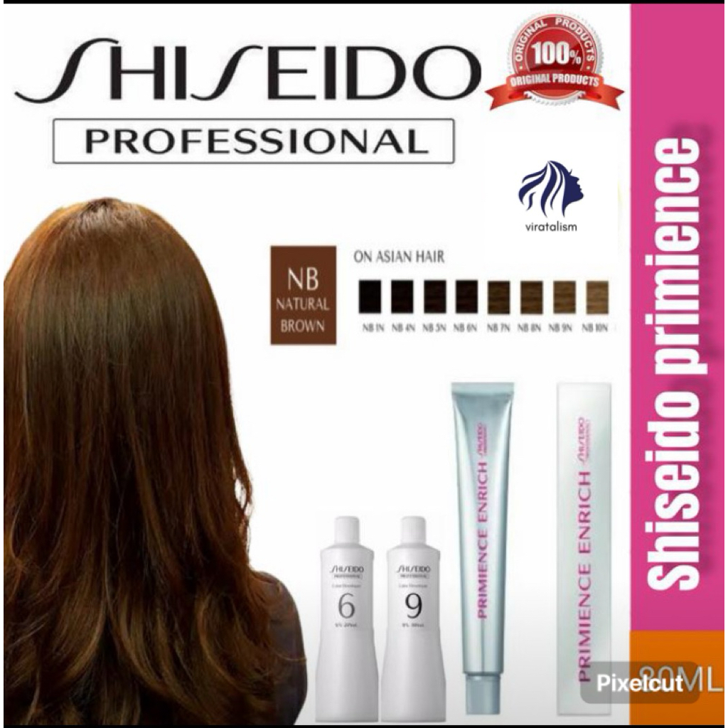 shiseido primience hair color pewarna rambut natural brown + oxydant -NB 4N, cat aja
