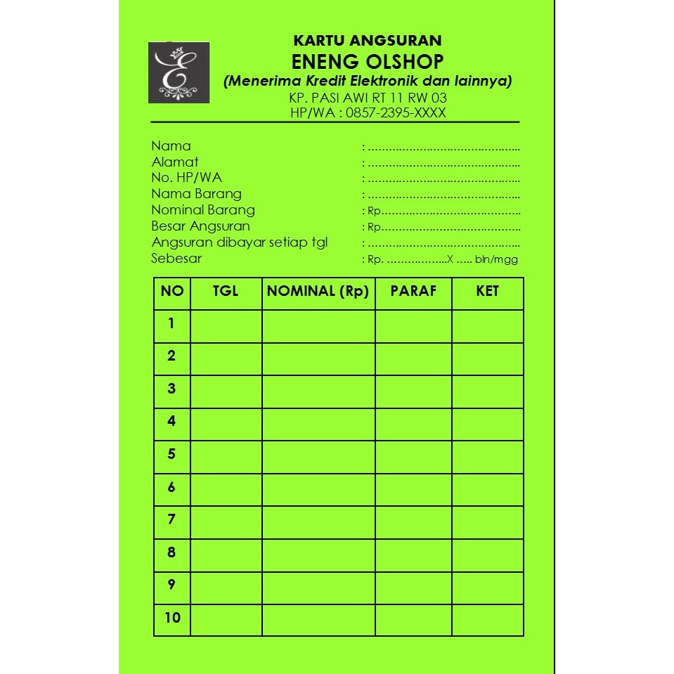 

ES88 BEST SELLER PAKET KARTU ANGSURAN Home Kredit/ Kartu Kredit Barang/Kartu Iuran/SPP/Tagihan