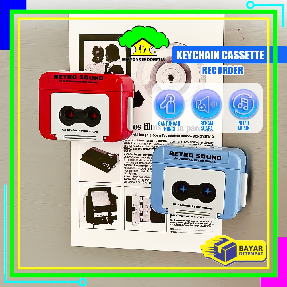 MI-C1326 Gantungan Kunci Rekaman Musik Box Mini Voice Tape Recorder Keychain Unik / Ganci Lucu Akses