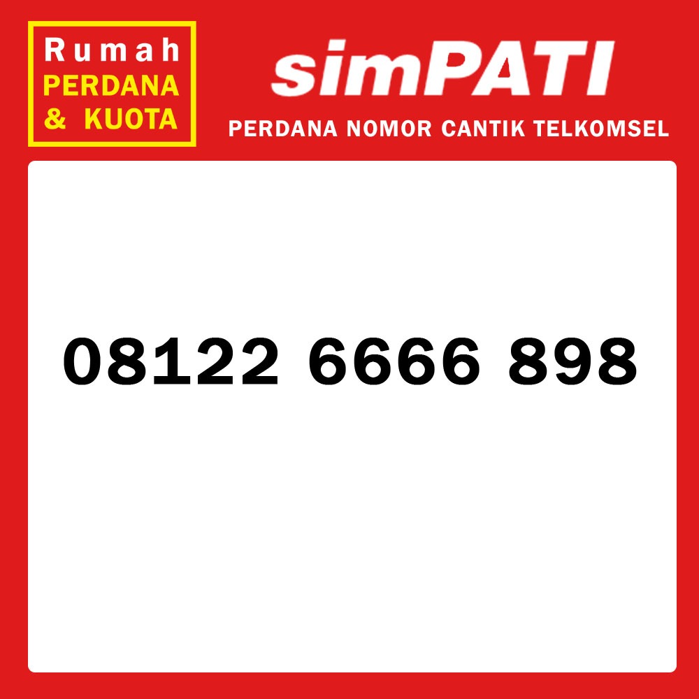 Perdana nomor cantik Telkomsel Simpati kuartet 08122 6666 xxx 4