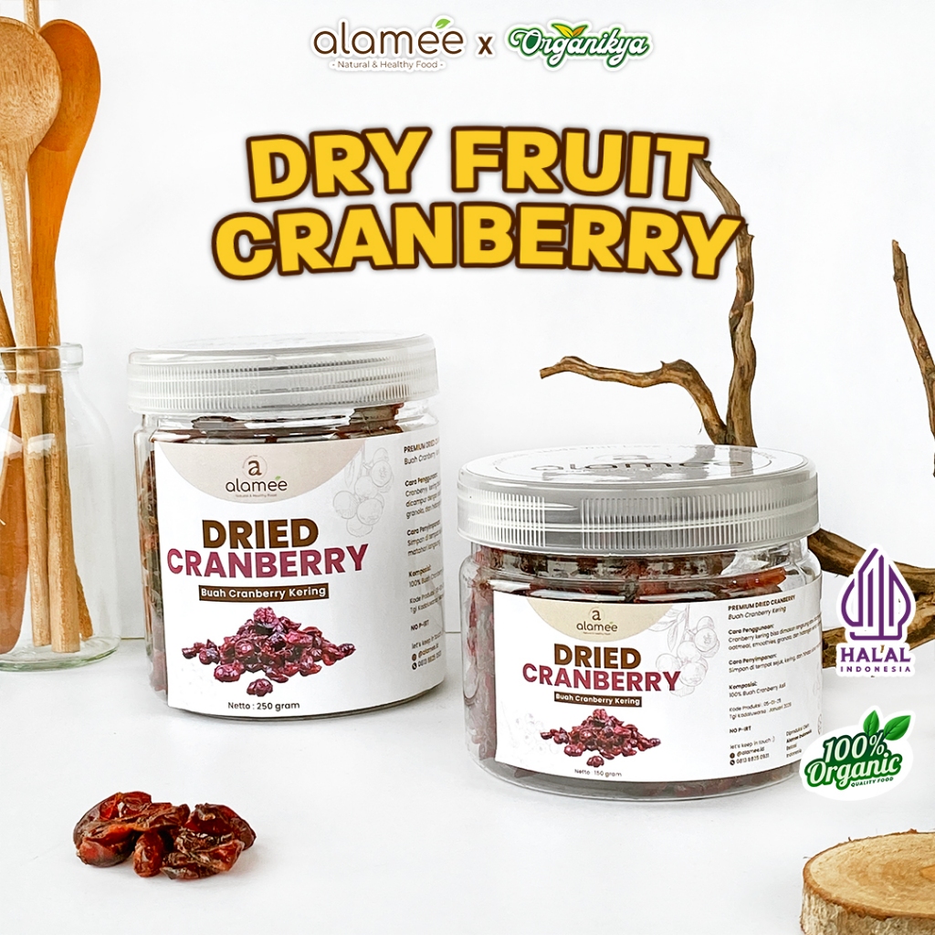 

ALAMEE Cranberry Kering Cemilan Buah Sehat Rendah Kalori Dried Cranberry Natural organikya