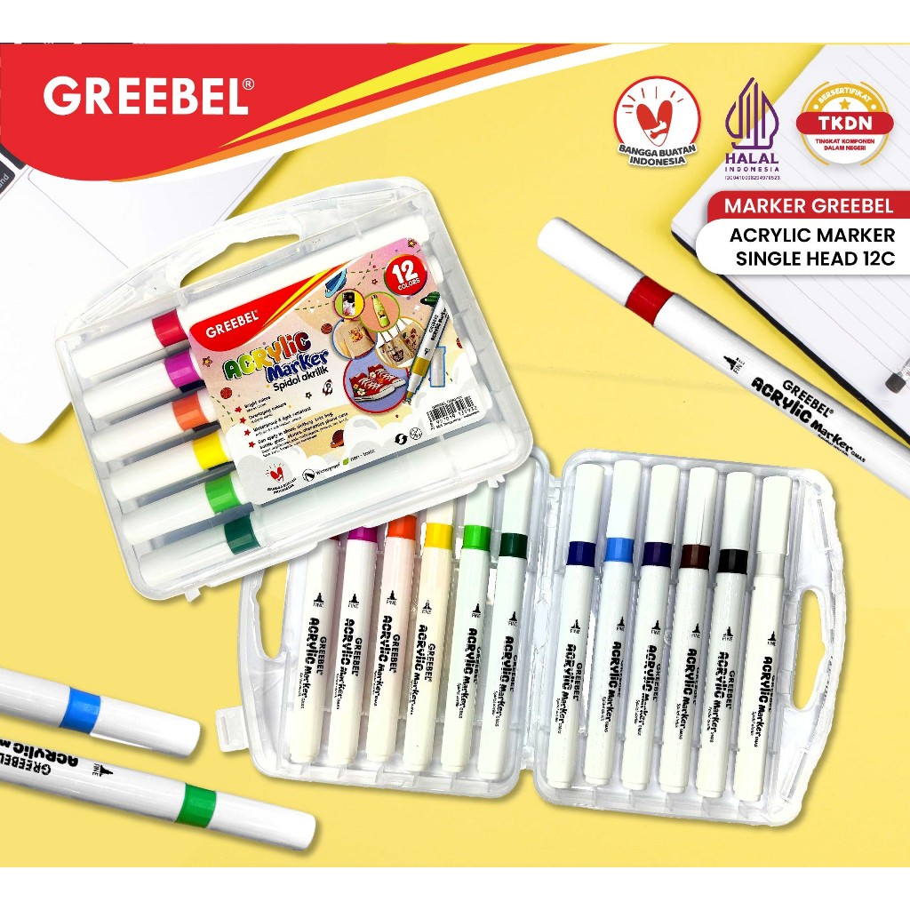 

GREEBEL ACRYLIC MARKER 12 WARNA