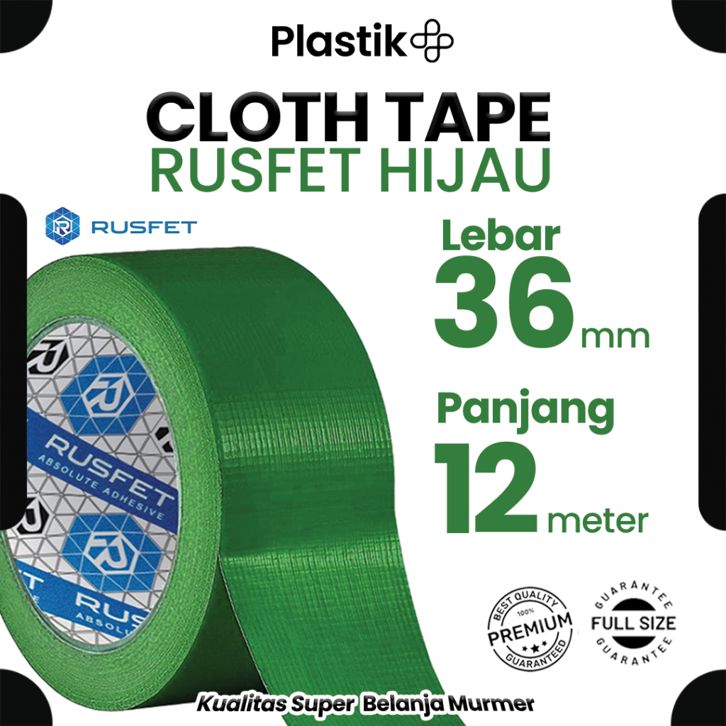 

Lakban Cloth 36mm 12meter | Lakban Kain Warna Hijau / Lakban Hijau Harga Ecer Termurah