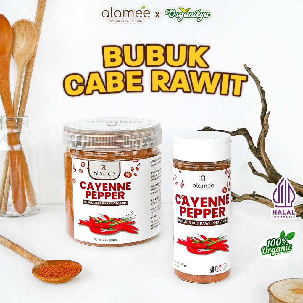 

ALAMEE Bubuk Cabe Rawit Cayenne Pepper Seasoning Powder Tanpa Campuran Bumbu Dapur 250gr organikya