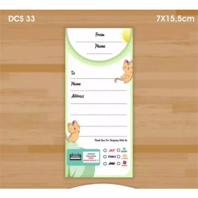 

[100 pcs] STIKER LABEL PENGIRIMAN OLSHOP KOSONGAN DROPSHIP MURAH DCS-33 KUCING READY