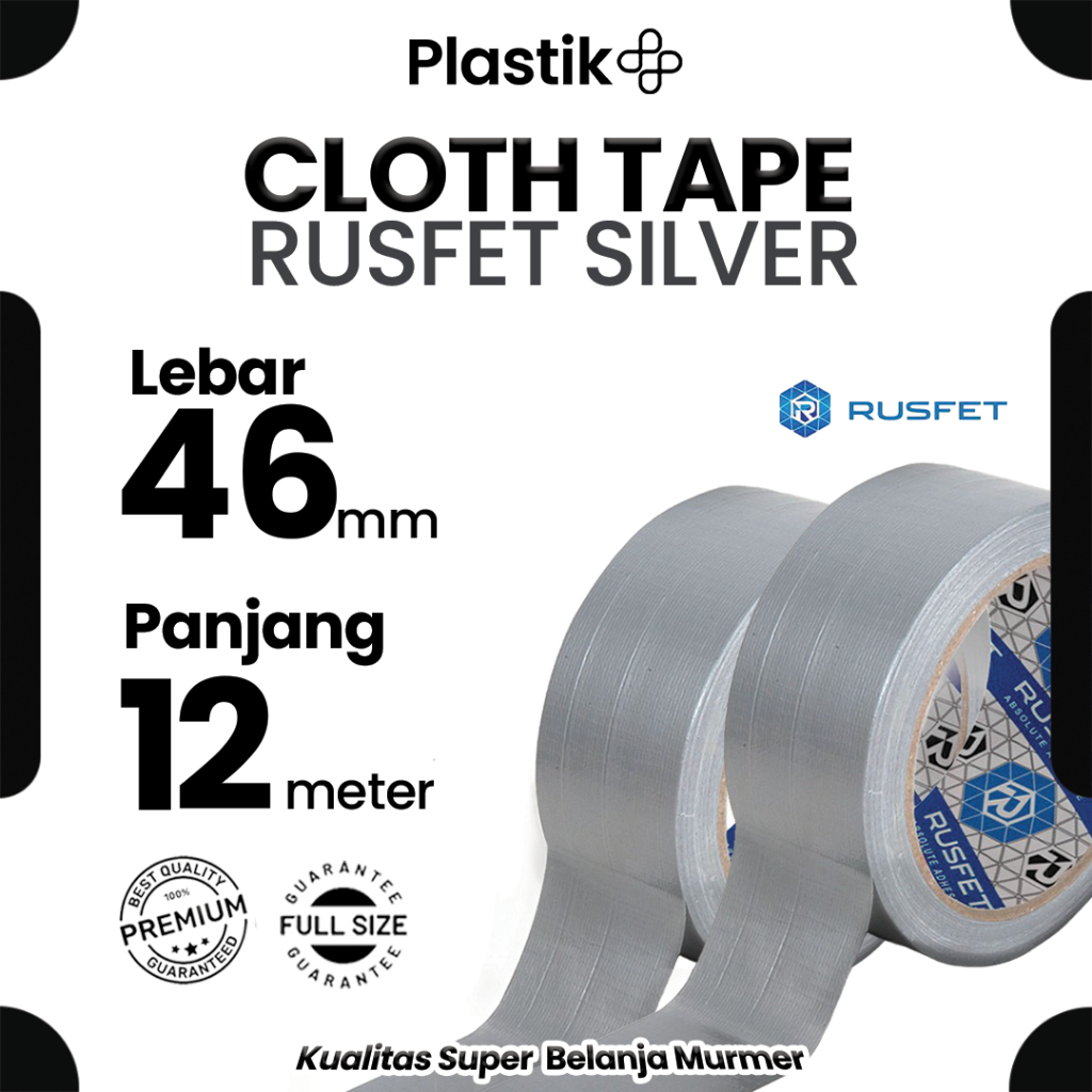 

Lakban Kain Warna Warni Cloth Tape Rusfet Warna Silver 46mm x 12m Satuan Ecer Termurah