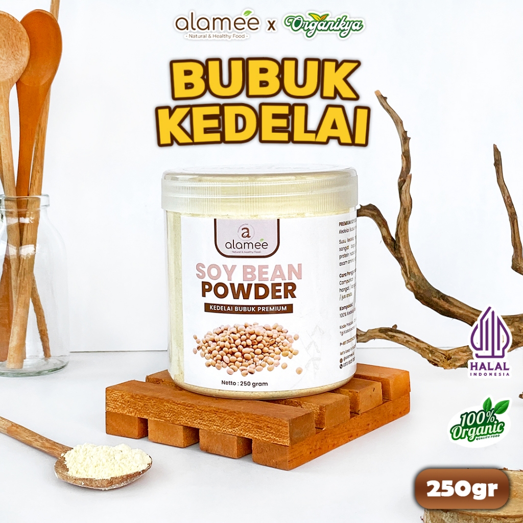 

ALAMEE Soy Milk Bean Powder Bubuk Susu Kacang Kedelai Murni Tinggi Protein Tanpa Gula 250g organikya