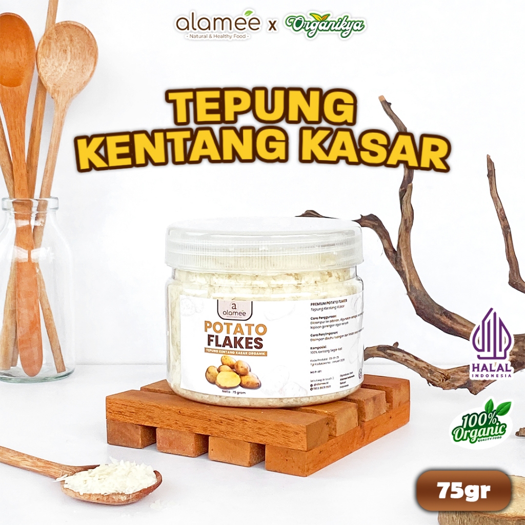 

ALAMEE Tepung Kentang Serpih Potato Flakes Premium Tepung Kentang Kasar PREMIUM 75gr organikya