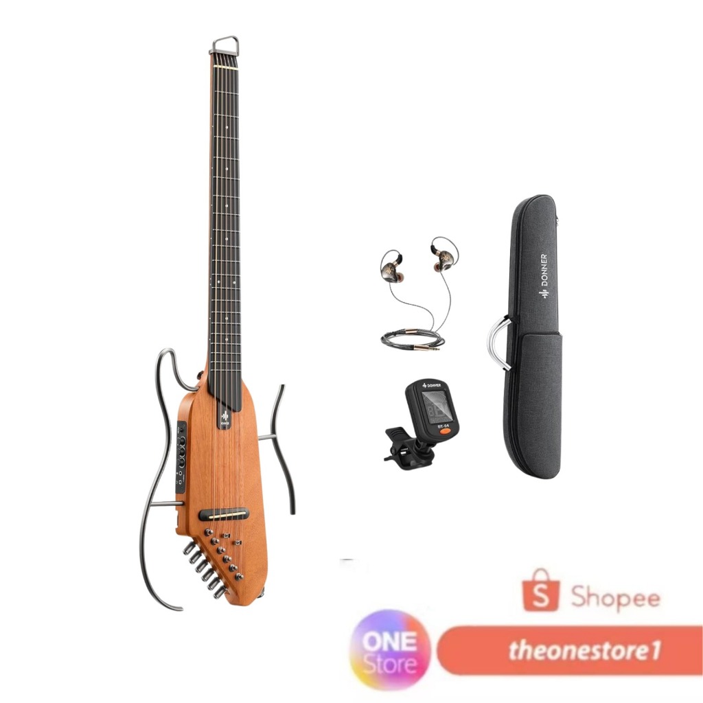 Donner HUSH-I Mahogany Natural Silent Guitar / donner hushi mahogany gitar