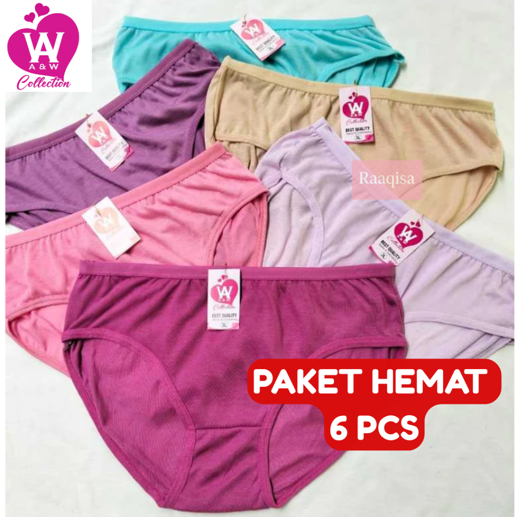Celana Dalam Wanita Dewasa Katun Lembut Adem Dingin Isi 6 PCS CD Cewek AW A&W Terlaris Termurah