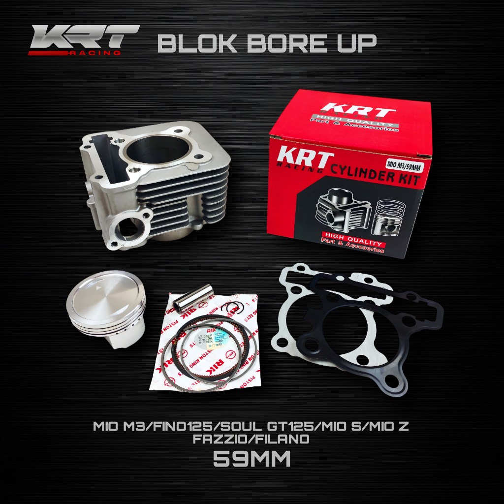 BLOK SEHER BORING BORE UP PAKET BORE UP MIO M3 FINO 125 MIO SOUL GT XRIDE 125 59MM