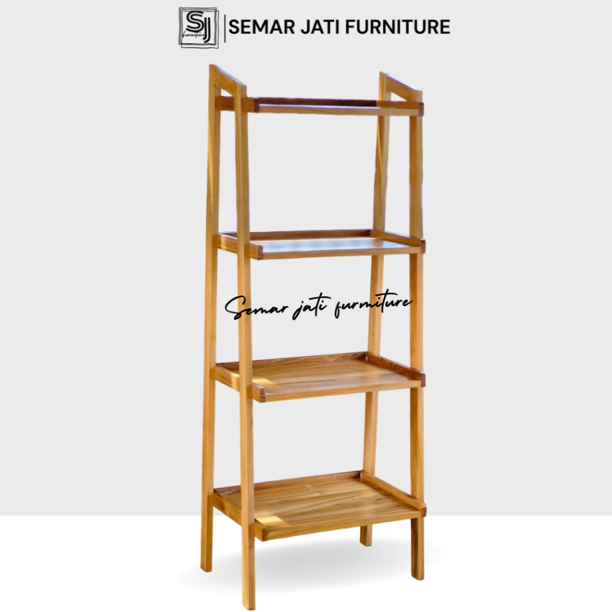 Rak buku minimalis kayu jati rak serbaguna kayu jati